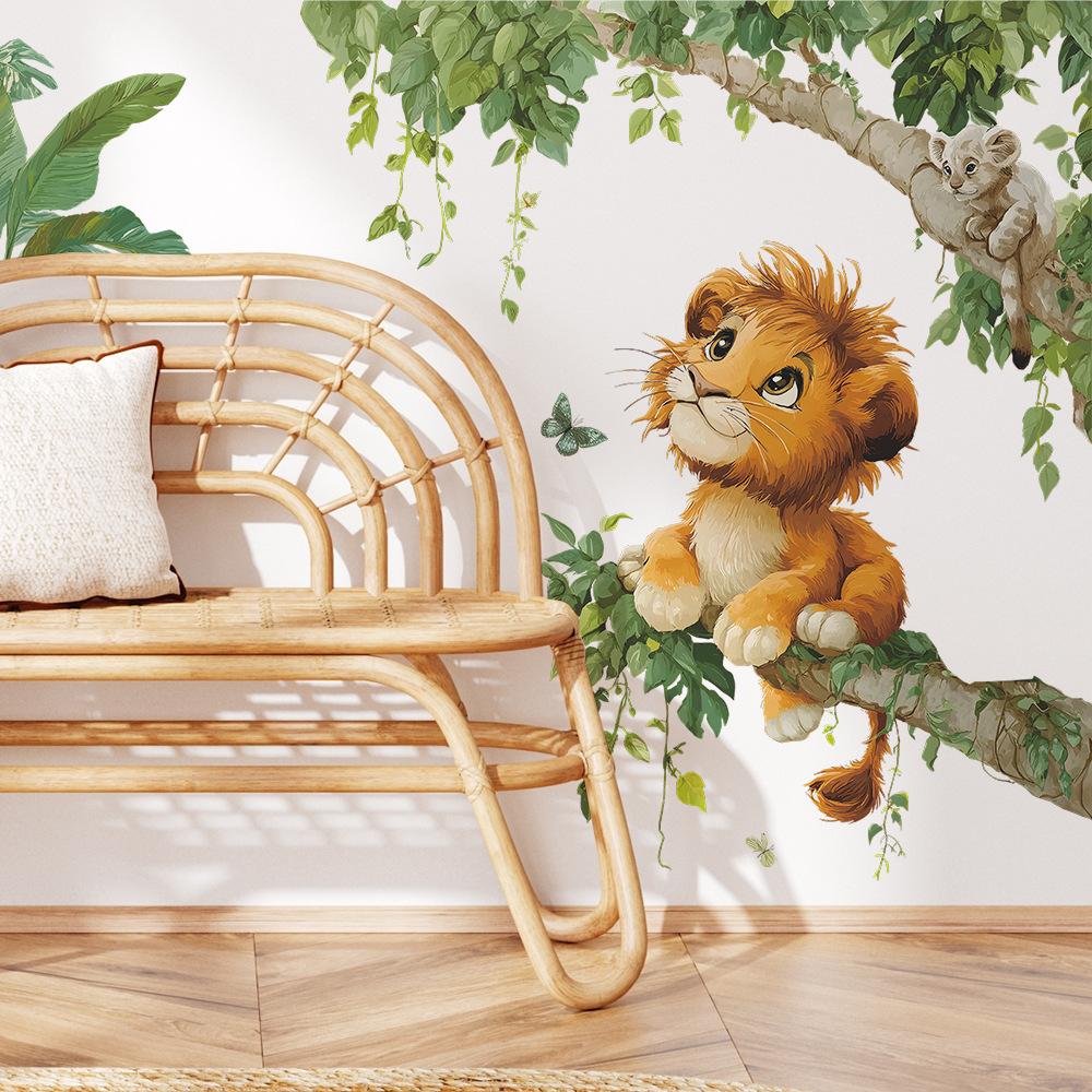 Cartoon Jungle Little Lion Children's Bedroom Home Background Beautification Wall Stickers