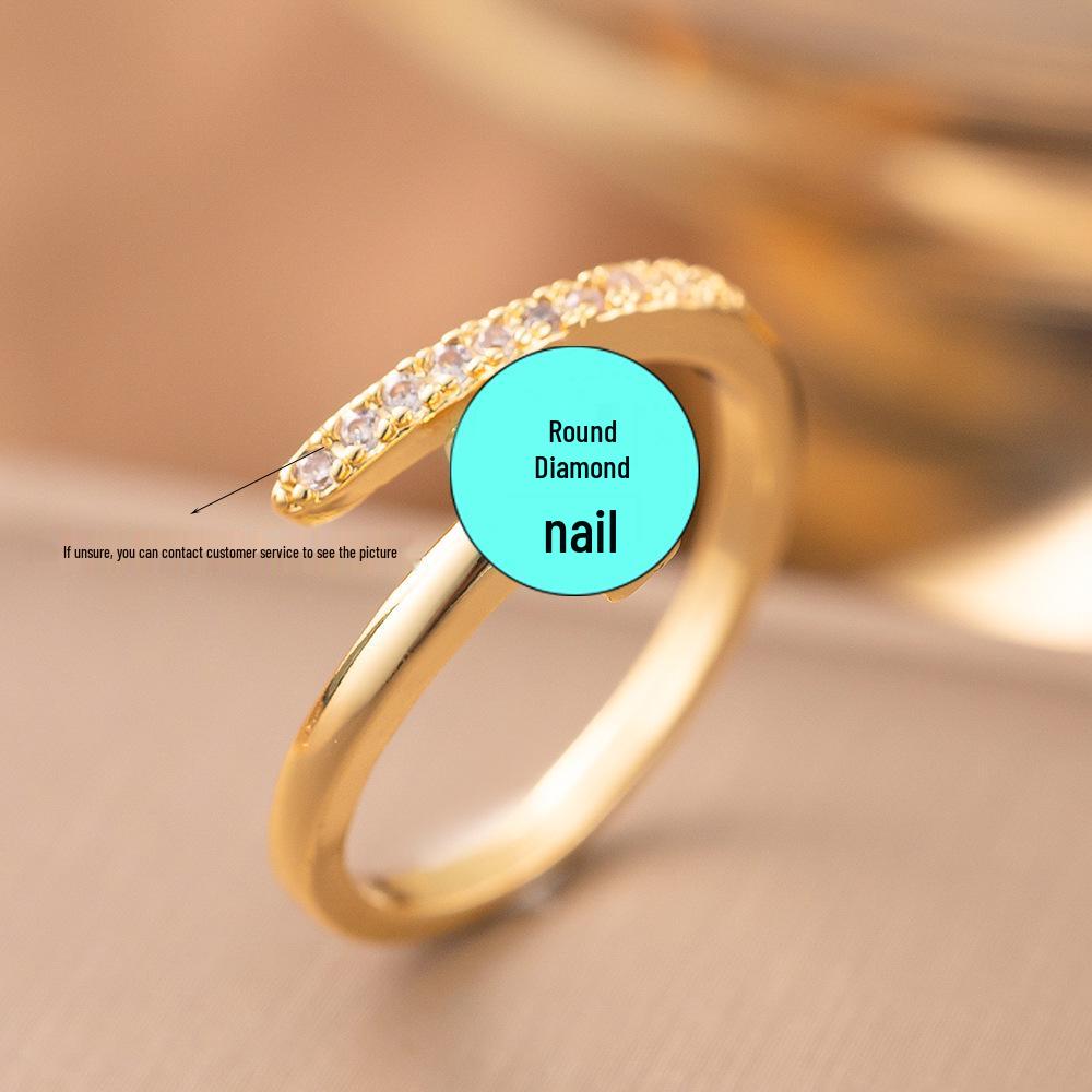 Micro-Inlaid Zircon Fashion Open Ring - Adjustable Luxury Index Finger Jewelry for Women
