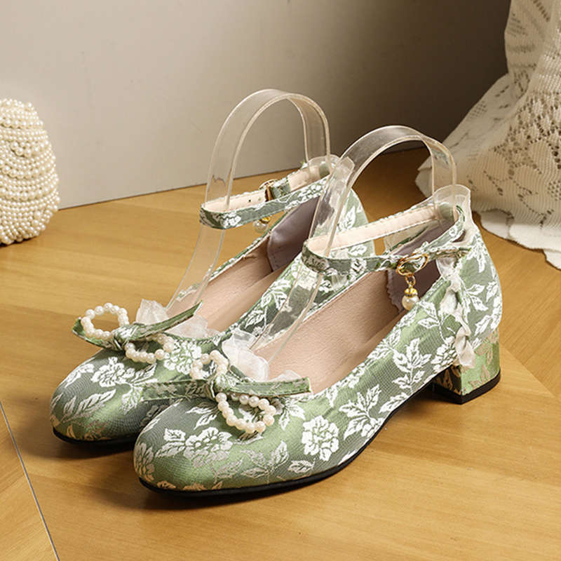 New Chinese embroidered high heels Chinese Hanfu shoes antique cheongsam shoes summer Mary Jane women's shoes single shoes
