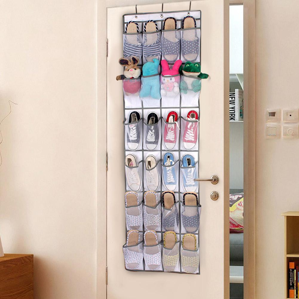 24 Pockets Non Woven Fabric Folding Hanging Door Closet Storage Bag Shoes Organizer