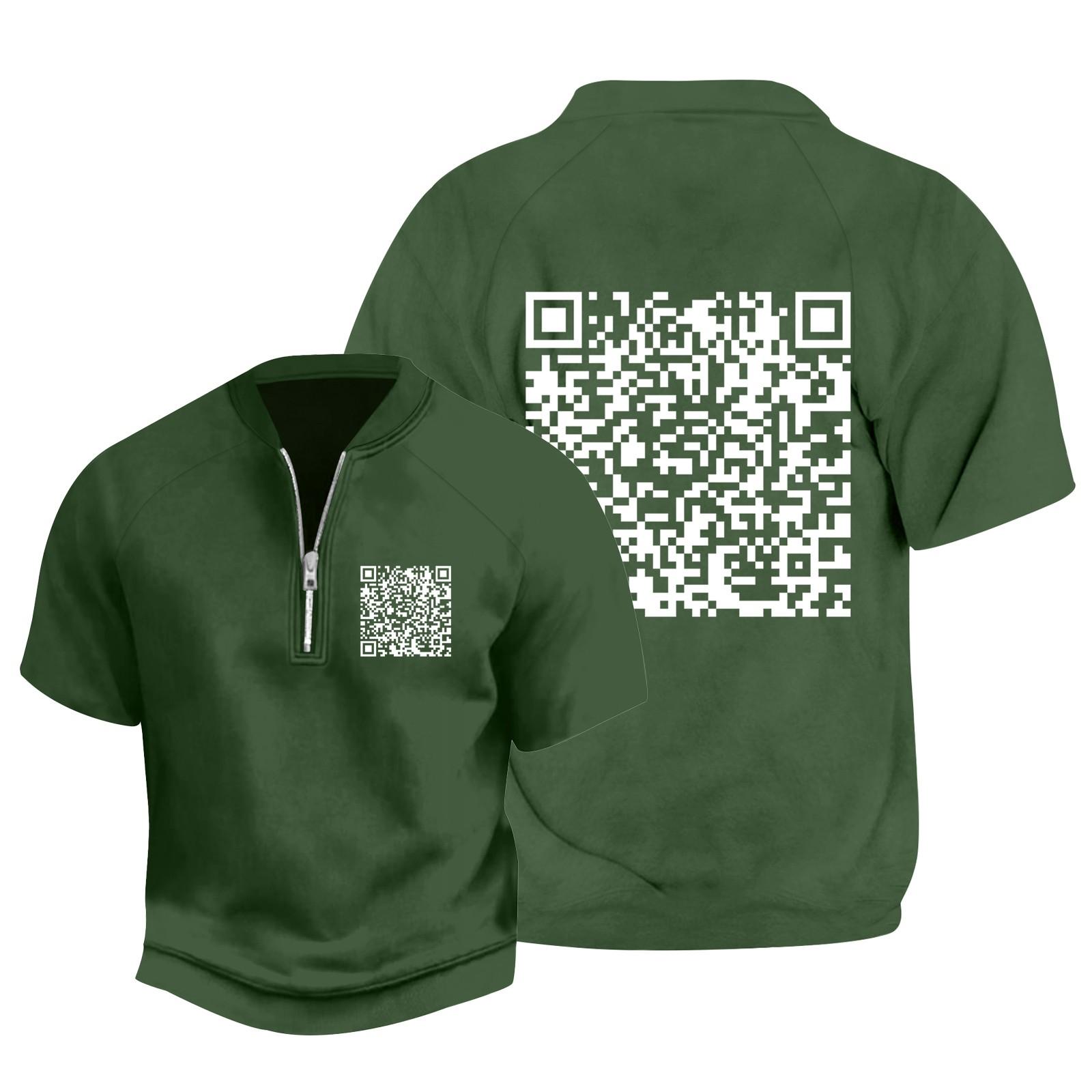 

Мужская летняя винтажная футболка с полумолнией и забавным принтом, короткий рукав L армия зеленый