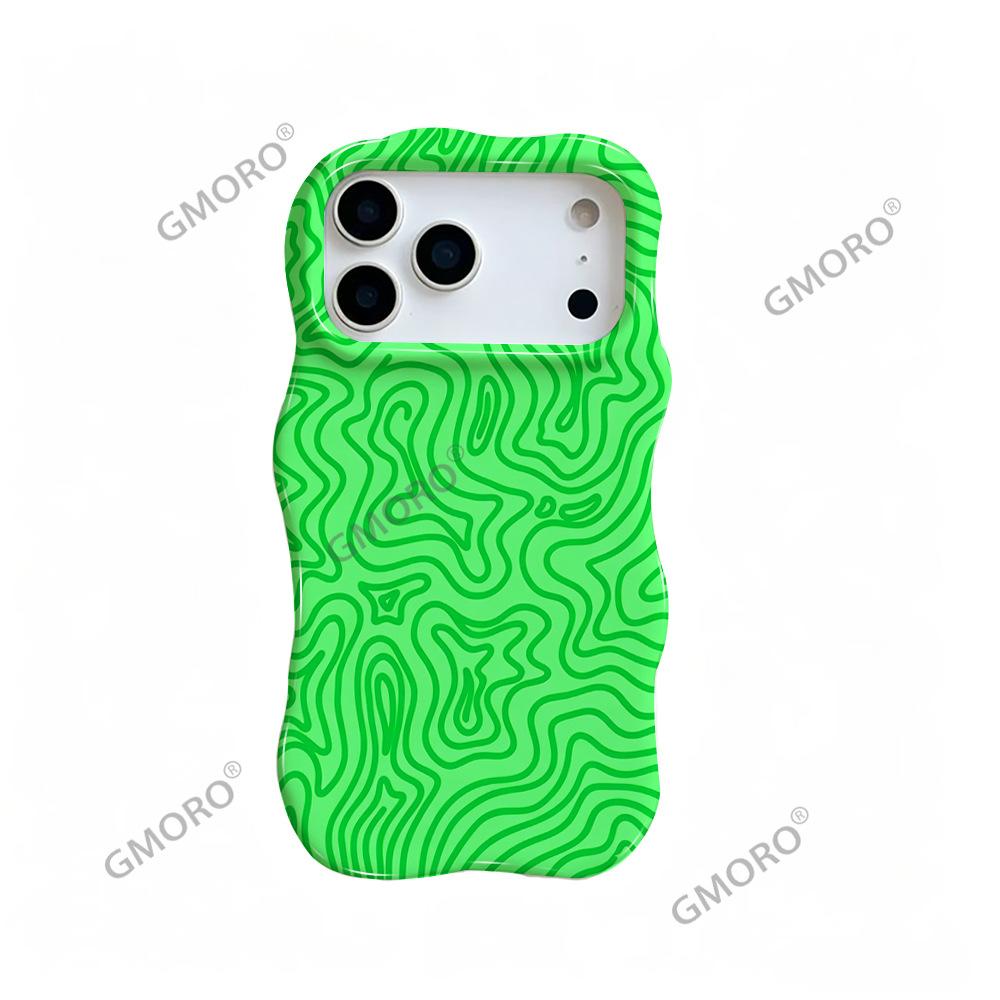 Tide and Cool Contrasting Colors Irregular Wavy Pattern Mobile Phone Case Apple 15 Wavy Film Two-in-one iPhone17 European and American Style