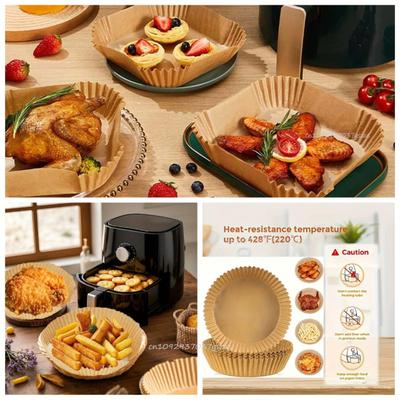 Einweg-Papier für Heißluftfritteuse, quadratisch, rund, Backpapier, Grillplatte, Antihaft-Matte, Küchenofen, Ölabsorbierendes Papierwerkzeug