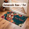 Floral Garden Theme Crystal Velvet Floor Rug Personalized Custom Name Text Warm Carpet Home Decoration
