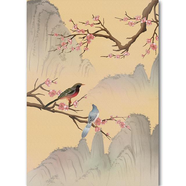 Цветок и птица в китайском стиле, вертикальная доска, украшение, живопись, современный цветок и птица, гостиная, чайная комната, фоновая роспись 21cm×30cm NoFrame