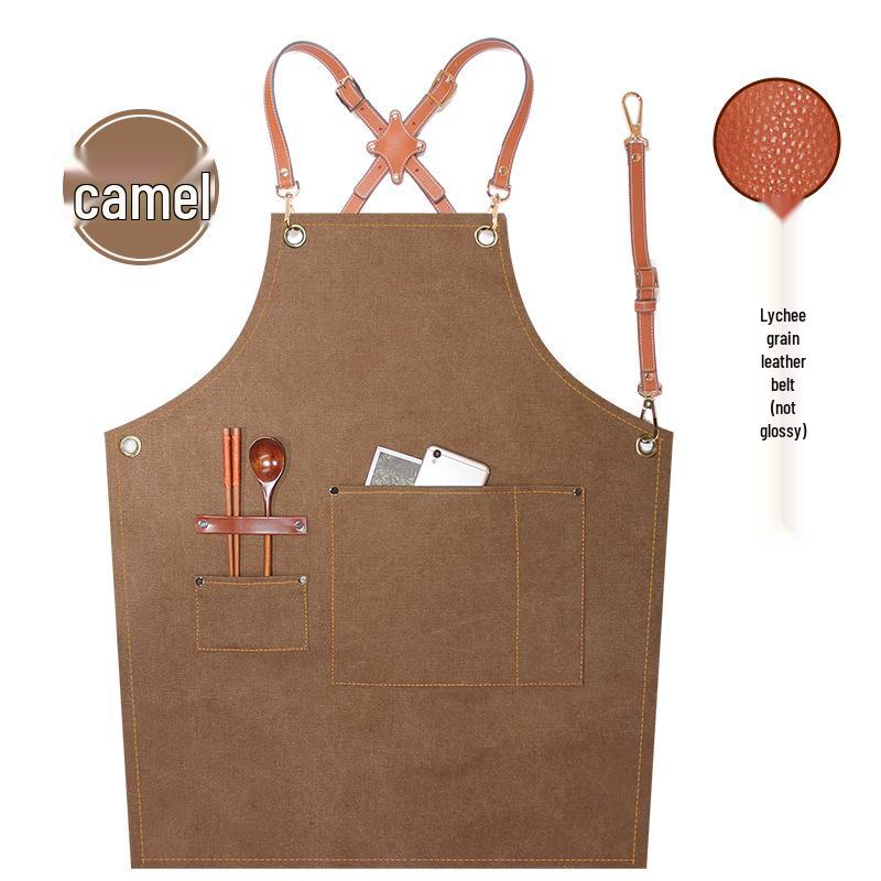 Women's Celebrity-Style Thick Canvas Apron for Hairdressers, Milk Tea Shops, and Baristas