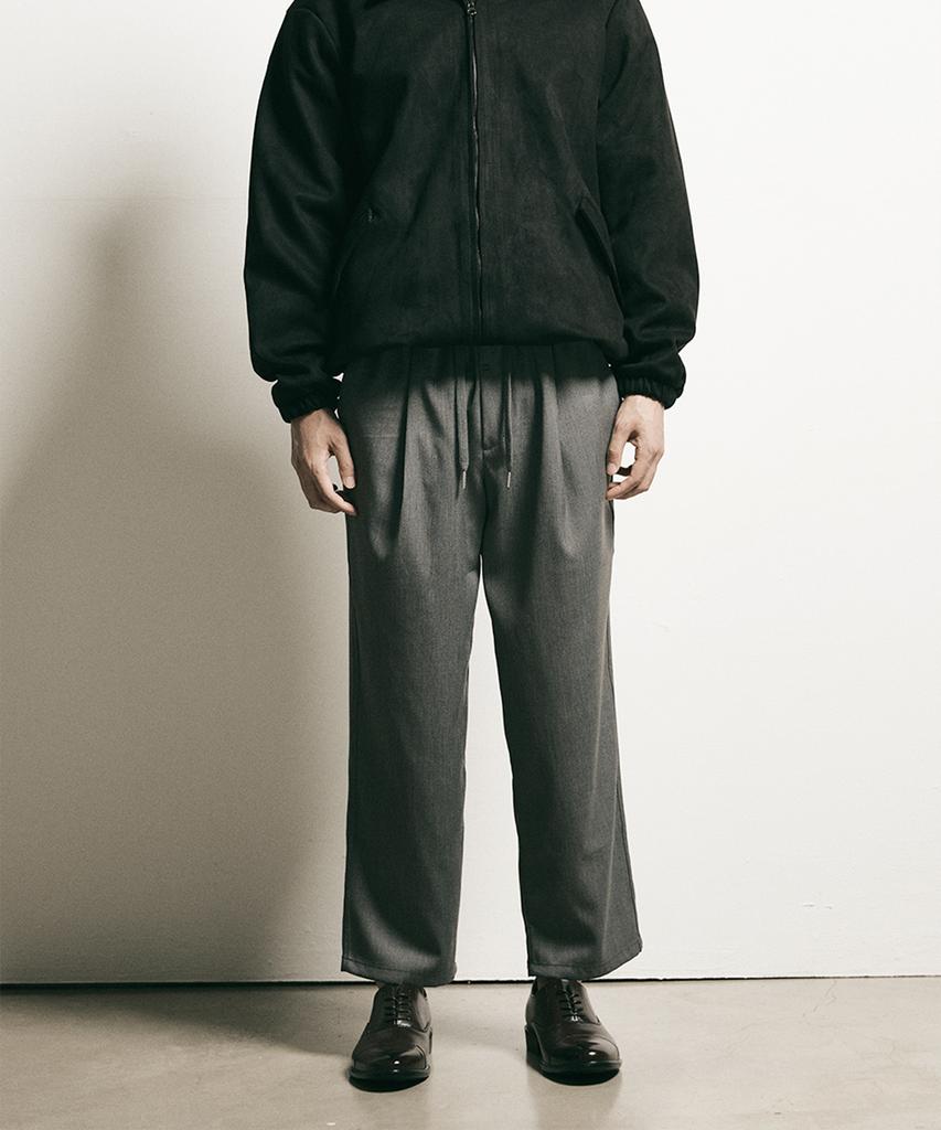 FFEFF STUDIO Single-Pleat Elastic Slacks (Gray)