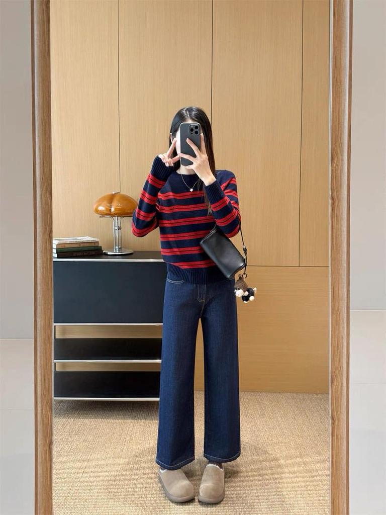 Xiao He 2026 Embroidered Denim Slim Straight-Leg Women's Jeans