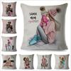 Fashion Cute Cartoon Super Mama Cushion Cover 45X45Cm Decorative Mom And Baby Pillow Case For Sofa Home Super Daddy Pillowcase