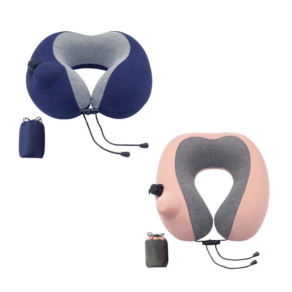 Inflatable Travel Pillow for Airplane 11.81inchx11.42inchx3.94inch Portable Soft Flying Reading Washable Cover for Train Driving