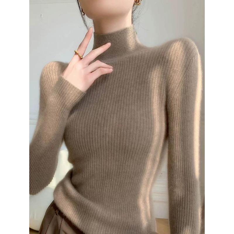 Super good-looking turtleneck sweater with coat, tight new slim-fitting stand-up neck knitted bottoming shirt for women in autumn and winter
