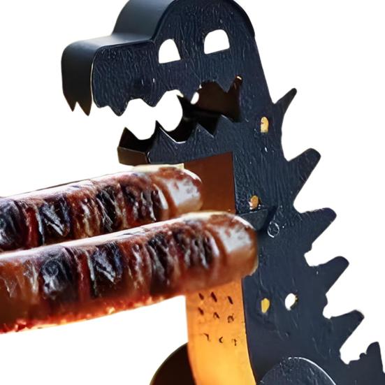 Dinosaur Funny Hot Dog Holders for Grill BBQ Stand Metal BBQ Skewer Rack for Outdoor Picnics Family Gatherings