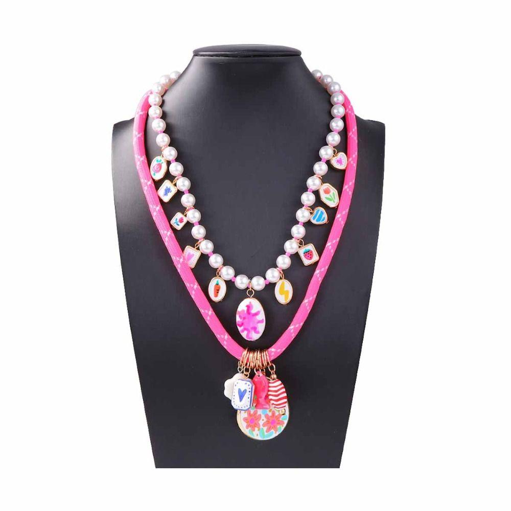 Necklace Set Pearls Necklace Ethnic Style Dopamine Necklace Retro Flower Pendant Necklace  Women