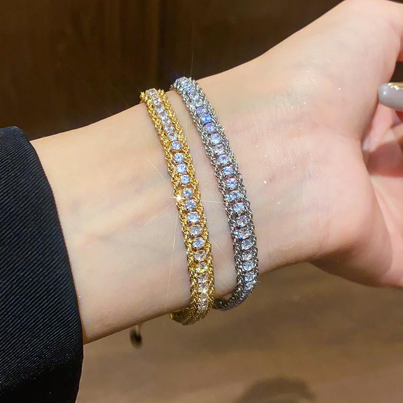 Lux Rhinestone Wrap Bracelet - Korean Style, Trendy Fashion Bangle
