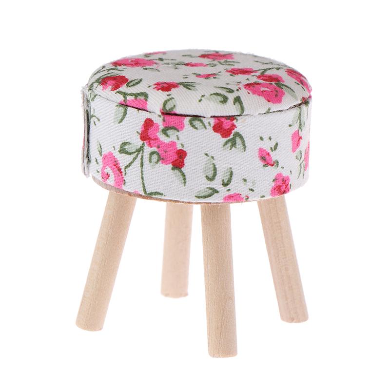 1Pcs 1/12 Simulation Wooden Stool Living Room Toy Doll House Accessories Mini Dollhouse Furniture Miniature Kids Toy