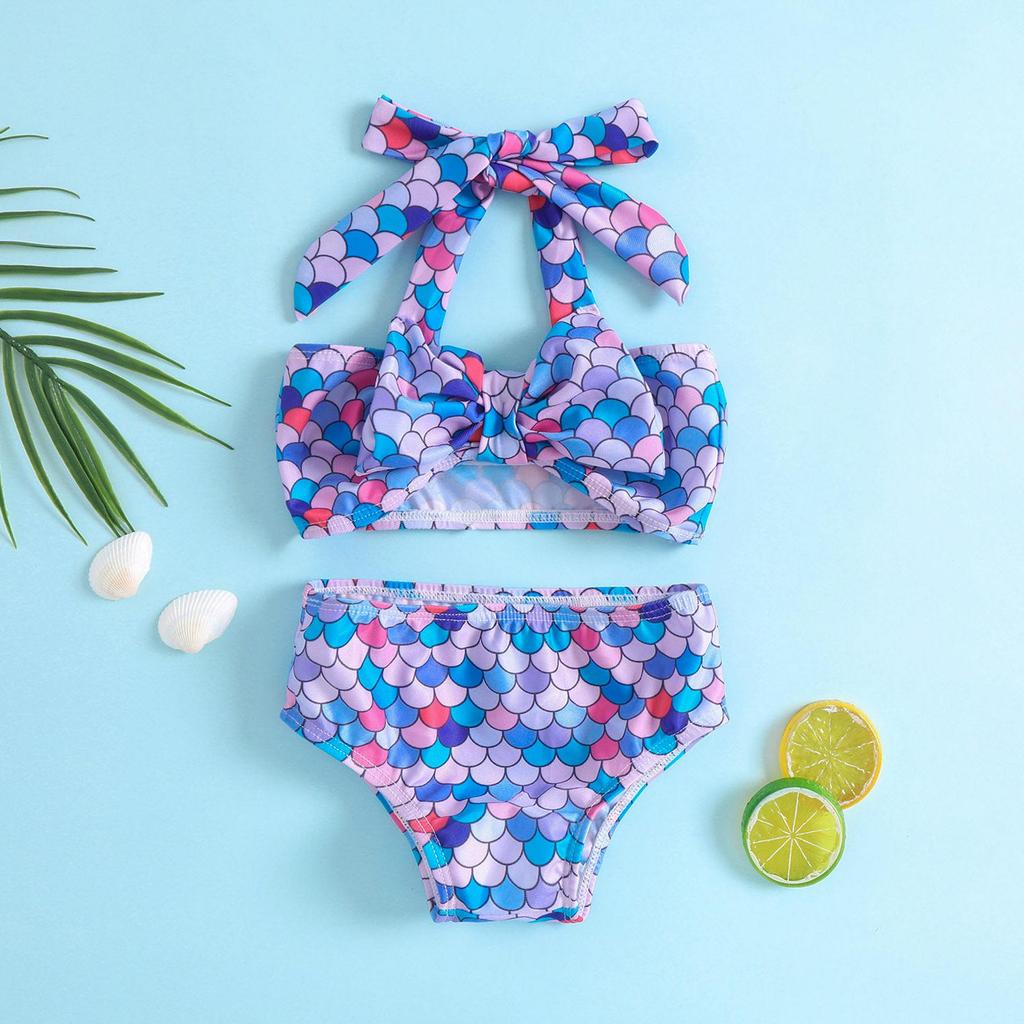 Girls' Summer Mermaid Halter Bikini Set