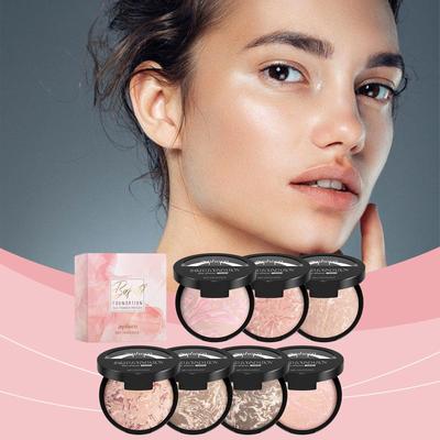 Facial Contouring Baked Powder Wheat Tan Bronzers Makeup Setting Powder Oil-control Medium Coverage Marble Highlighter Palette