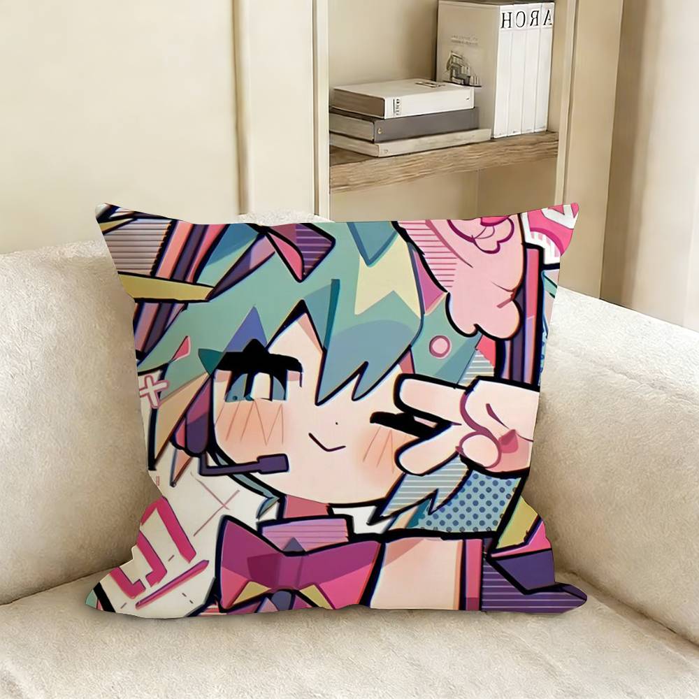 Anime M-Miku Various Sizes Square Pillow Case For Car Home Bedchamber Decor