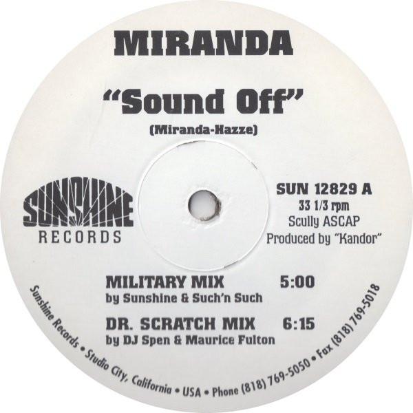 

12inch Record MIRANDA Sound Off SUN12829 SUNSHINE 1995 US Dance Electronica Used