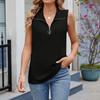 Women's Fashion Solid Color Collar Zipper Sleeveless Loose T-shirt Tank Top