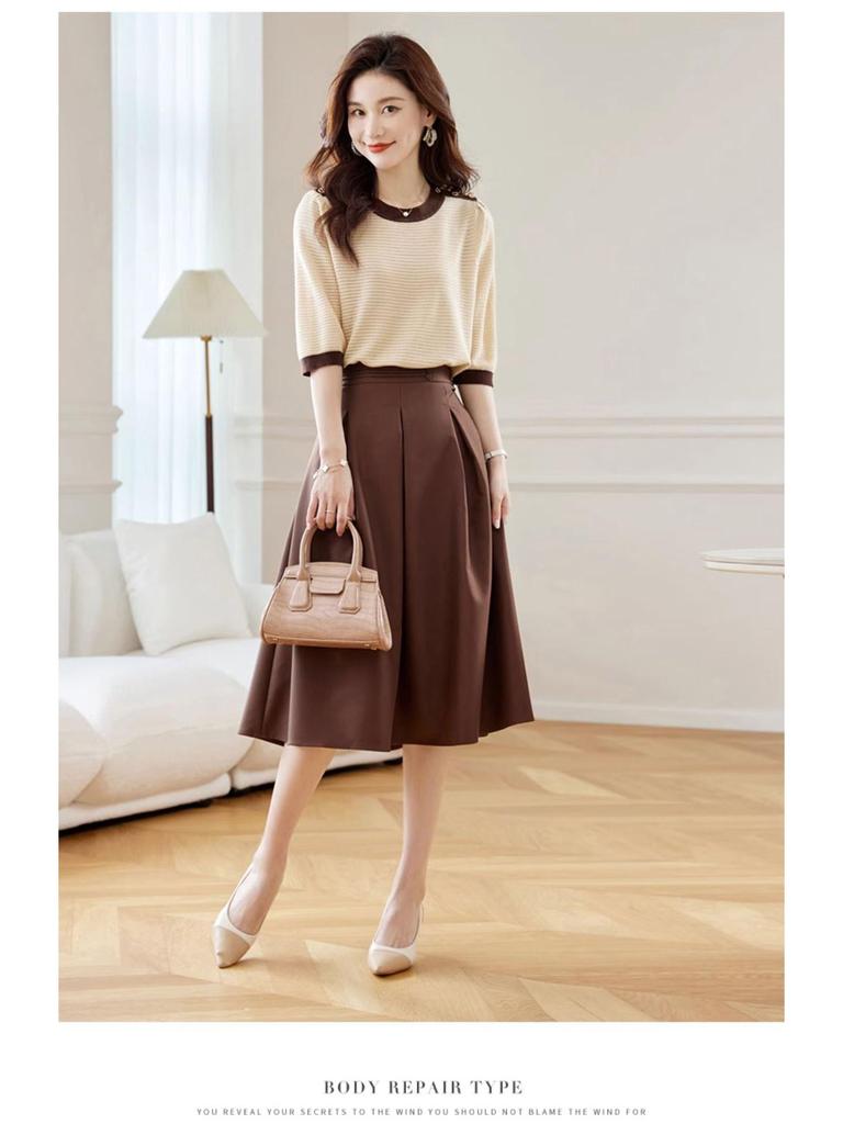 Dámský pletený pulovr s polovičním rukávem na léto 2024: Všestranný, ležérní tenký svetr