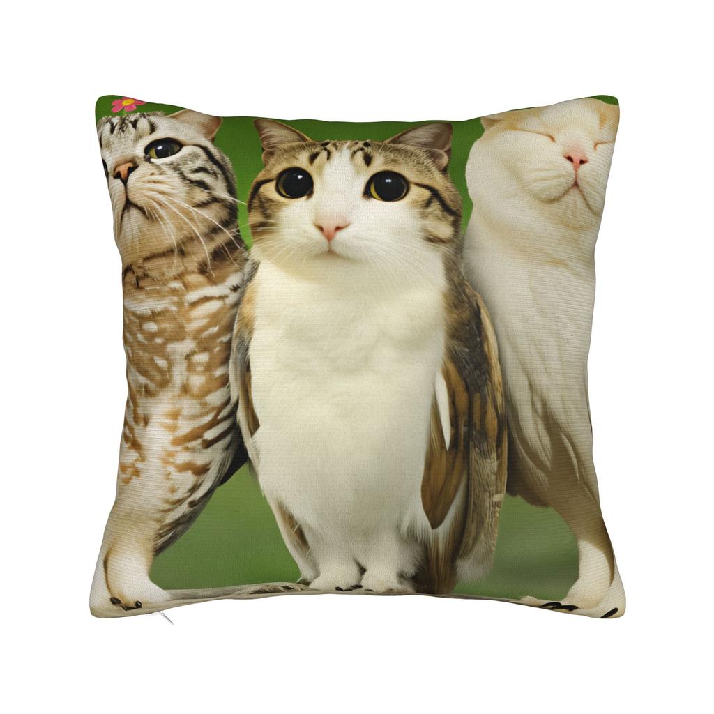 Funny Meowl Cat Owl Pillow Cover Retro Trendy Pillow Case For Living Room Bed Chair Comfy Pillowcases Birthday Gift