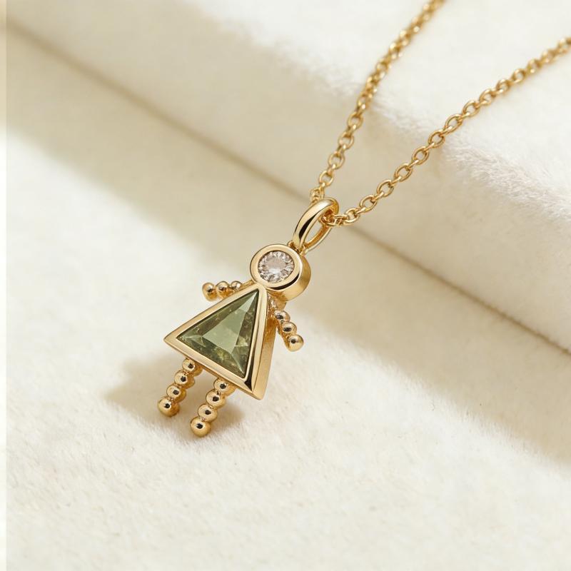 Neue Süße Geburtsstein Kinderform Halskette Kupfer Goldfarbe Partner Halsband Zirkon Personalisierte Lange Kette Choker Täglich