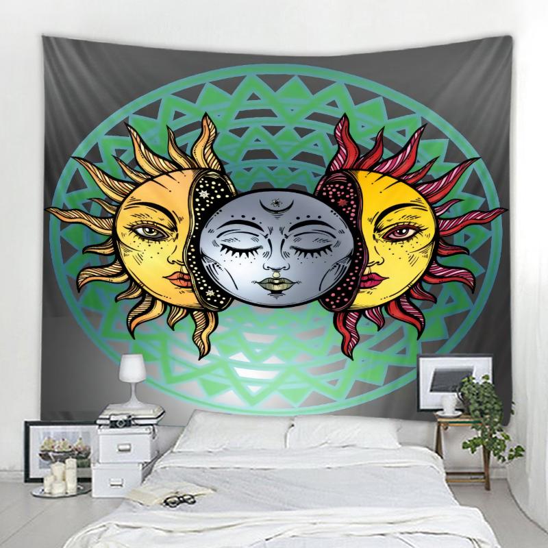 Tarot Tapestry Sun Face Sun Moon Tapestry Mandala Boho Hippie Wall Tapestry Witchcraft Decor Living Room Bedroom Room Home Decor