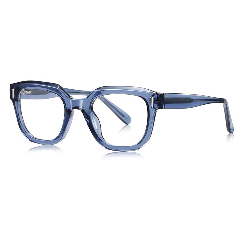 LS009 Retro Flat-Top Men's Large Frame TR Eyeglasses with Spring Hinges, Korean and European American Style