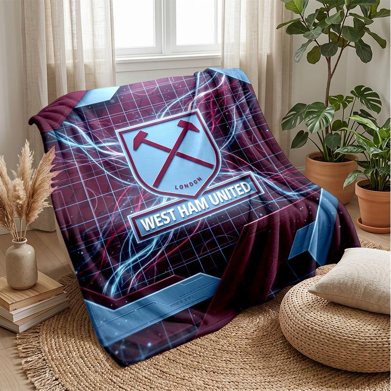Coperta in Flanella con Stampa West Ham United, Morbida Calda Leggera Coperta da Divano Letto Campeggio
