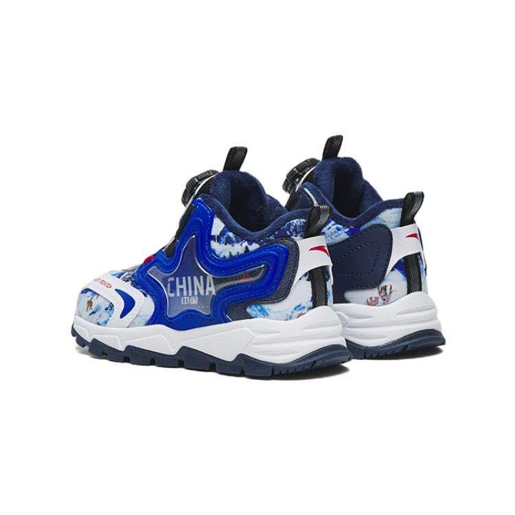 Anta Rotating Buckle Fleece Lined Wear Resistant Non Slip Warm Childrens Casual Shoes Kids Casual Shoes Blue White 312249988-5