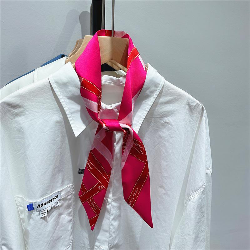 Bufanda de Bolso para Mujer Bufanda de Seda Sarga Bufandas Finas para Señora Diseño de Cinta Cruzada Toalla de Muñeca Foulard Pañuelo de Cuello Cinta para la Cabeza