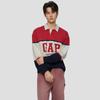 GAP Unisex 2026 Spring Vintage Washed Colorblock Relaxed Fit Long Sleeve Polo Shirt