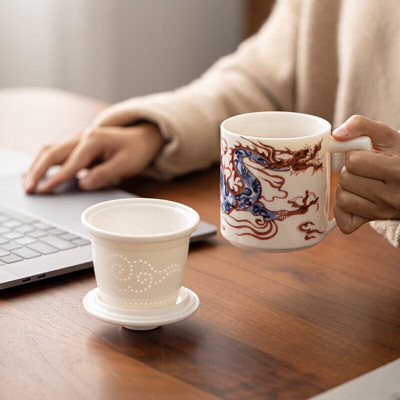 Dragon Pattern Ceramic Tea Infuser Mug Gift Set