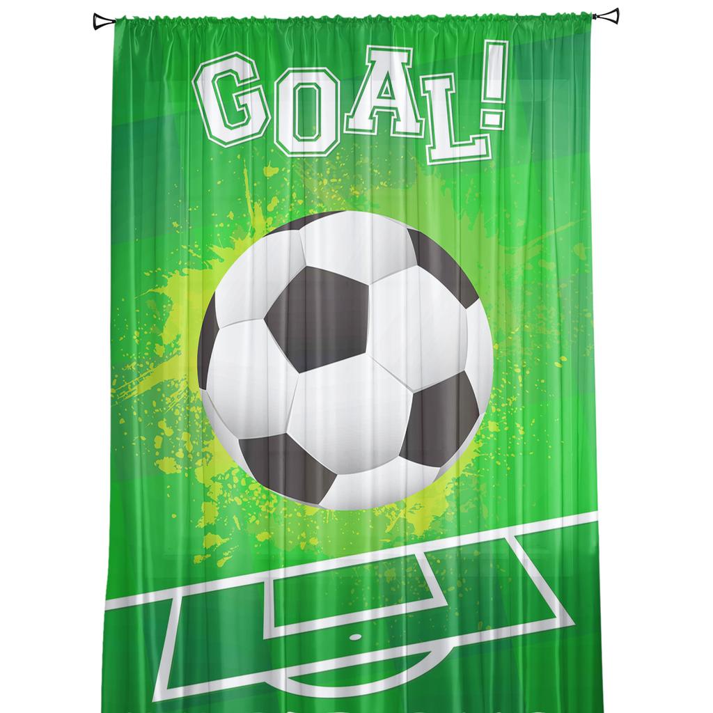 Fußball Fußballplatz Design Grün Tüll Sheer Fenster Vorhänge Für Wohnzimmer Das Schlafzimmer Moderne Voile Organza Vorhänge Vorhänge