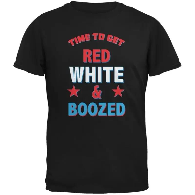 4th Of July Red White And Boozed Black Adult T Shirt