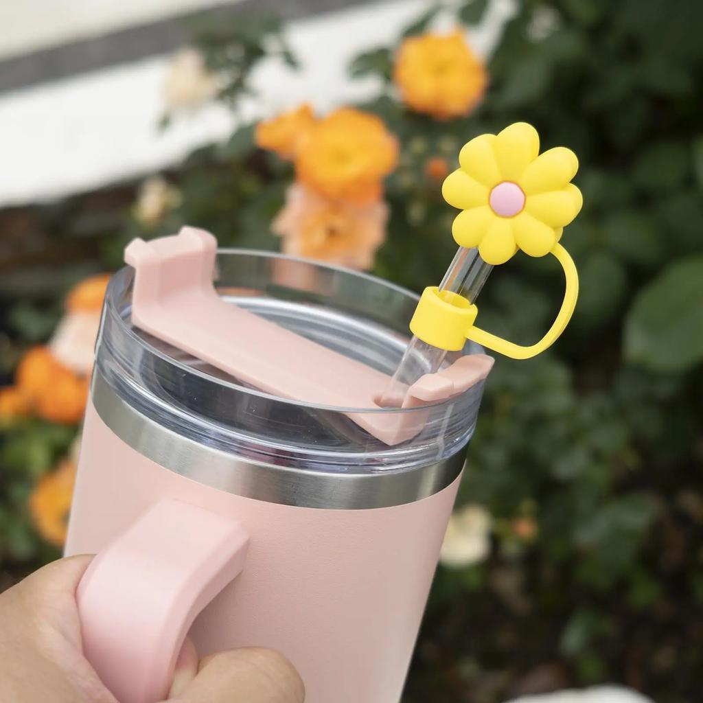 4PCS 0.4in Diameter Cute Silicone Straw Covers Cap for Stanley Cup Dust-Proof Drinking Straw Reusable Straw Tips Lids
