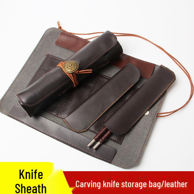 

Ніж для різьблення по дереву та каменю Шкіряний чохол-рулонна сумка для зберігання з вінтажним пеналом - В комплекті чохол для ножа з вольфрамової білої сталі. Felt Storage Pouch [Gray]