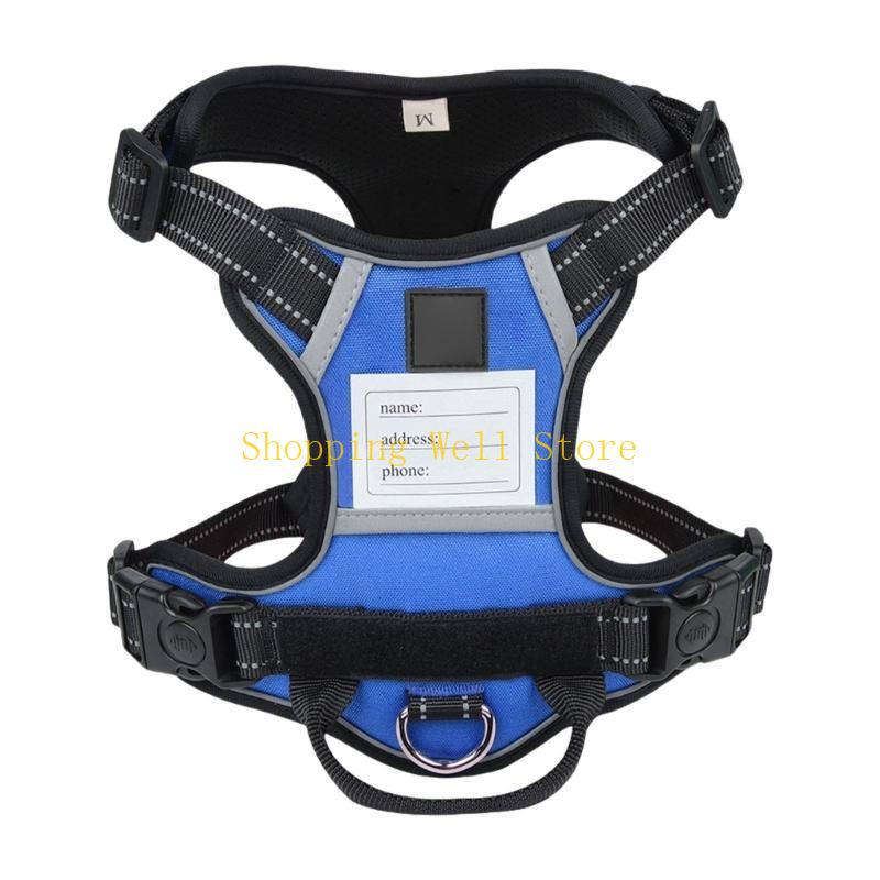 KX4B Dog Reflective Vest Adjustable Training Dog Harnesses Nameplate Soft Handle