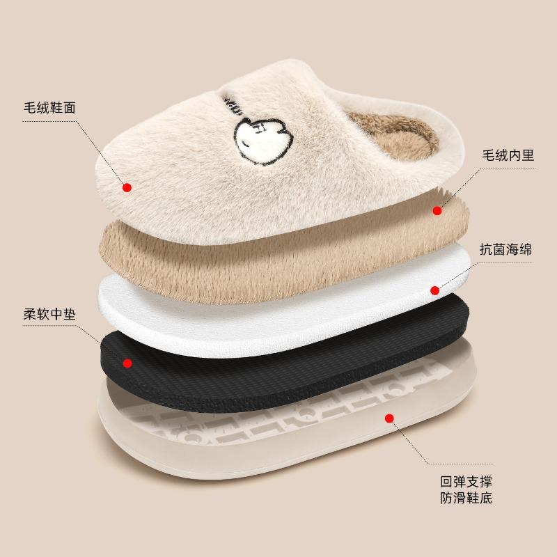 Cotton slippers women's winter new indoor home non-slip thick bottom plush warm couple plush slippers men