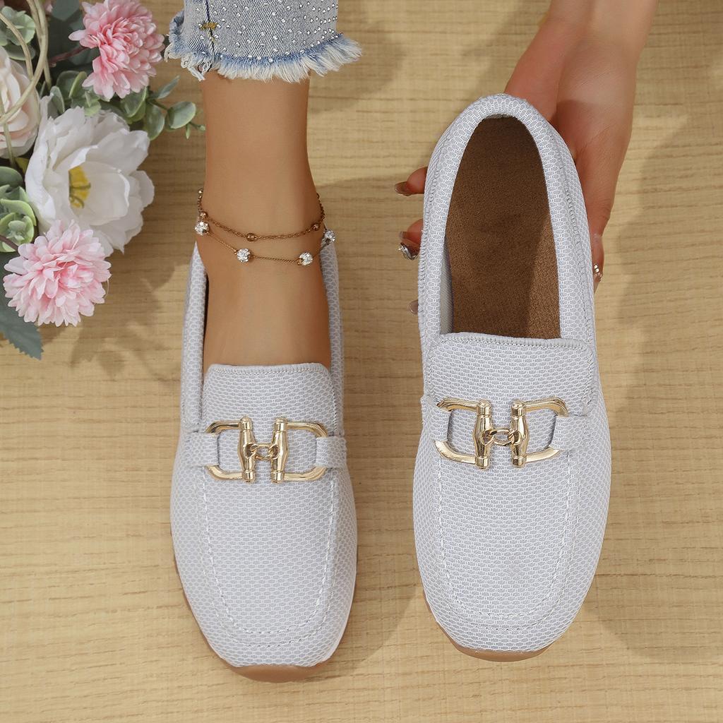 New round head metal buckle foot shoes women's shoes