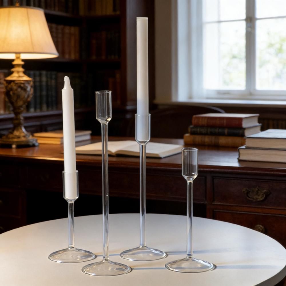 Nordic Minimalism Clear Glass Candle Holder Table Decor Party Supplies Tabletop Candle Holders Candlelight Dinner Props