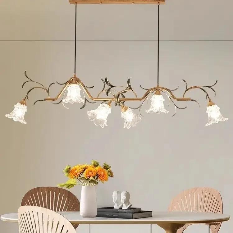 American Pastoral French Flower Chandelier – Creative Pendant Lamp for Dining Room, Bar & Bedroom Decor