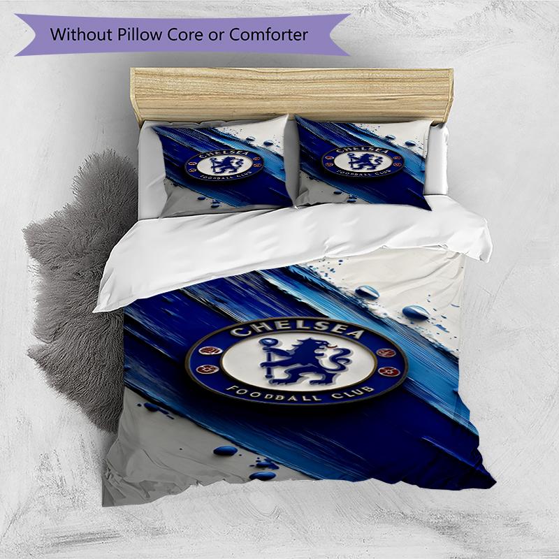3pcs Duvet Cover Set (1*Duvet Cover + 2*Pillowcase, Without Core),football club F.C Print Bedding Set, Bedroom Decor, All‑Season, Birthday Gift