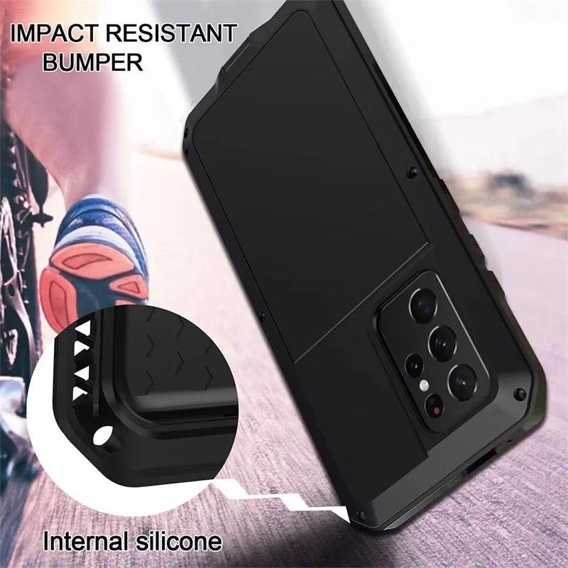 Pour Samsung S26 S25 S24 S23 S22 S21 + Note 20 Ultra S25 Edge Protection Robuste Armure Boîtier en Métal Aluminium Housse Antichoc