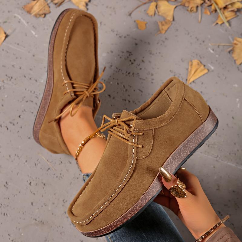 Fashionable, Comfortable and Convenient Women's Flat Shoes, Shallow Mouth Low Lace-up Single Shoes, Flat Casual Shoes