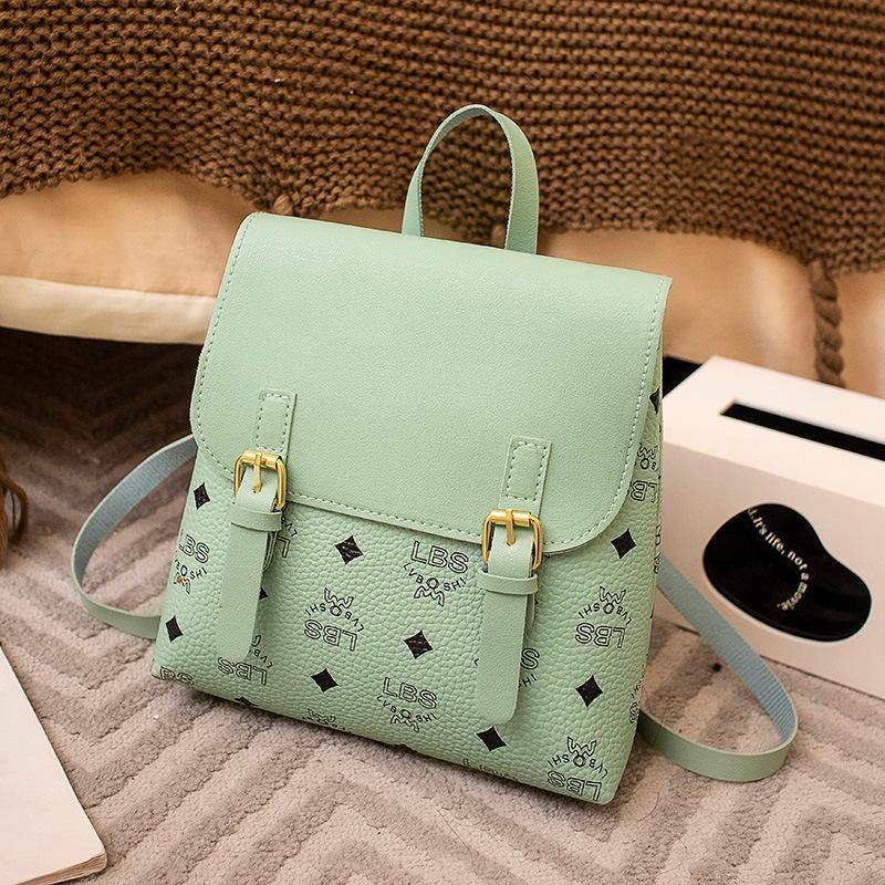 Printed retro backpack versatile fashion texture niche women's bag