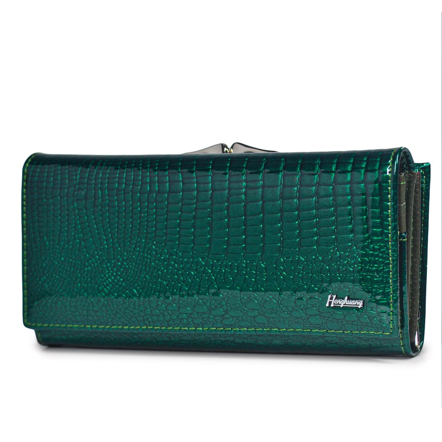 

Женский кошелек из натуральной кожи, большая вместительная посылка на молнии, кошельки для монет, держатель для удостоверений личности, женский клатч, женский мешок для денег для телефона зелёный