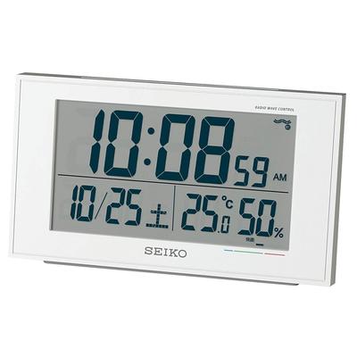 Clock Table Clock Alarm Clock Radio Digital Calendar Comfort Temperature Humidity Display White Pearl Body X X Cm BC402W 01 Size 8.5 14.8 5.3