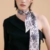 AVVINA PELLE Le Jardin Long Twilly Silk Scarf - Charcoal/Ivory